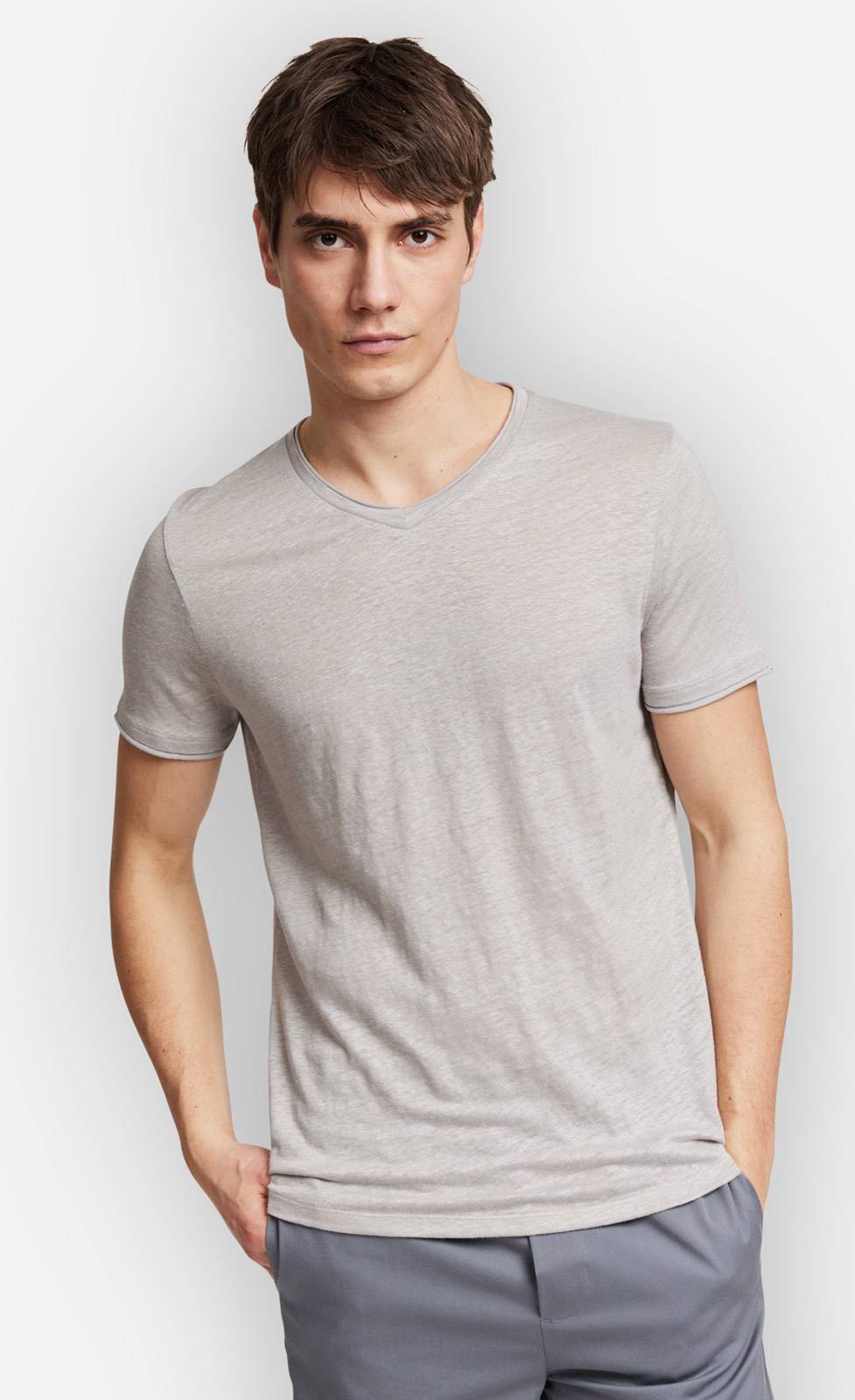 Kiefermann Flynn Leinen-T-Shirt mit V-Ausschnitt Tägliche Deals