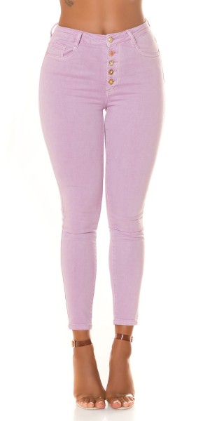 Koucla Sexy Highwaist Jeans "flieder" mit Knopf-Details Jubiläumsangebot