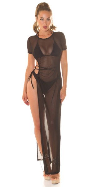 Koucla Sexy Koucla Kurzarm Mesh Cover-Up mit XXL Schlitz Letzter Tag