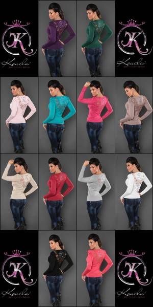 Koucla Sexy KouCla Pulli mit Puffärmeln und Stickerei Günstiger Verkauf