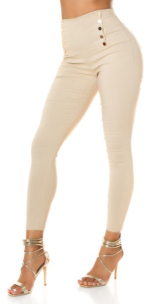 Koucla Sexy Highwaist Hose mit Deko Knöpfen Fabrikladen
