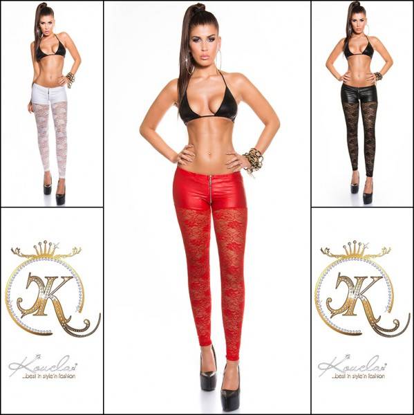 Koucla Sexy KouCla Spitzenleggings mit Reißverschluss Im Verkauf