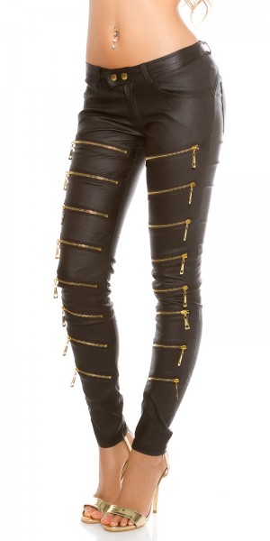 Koucla Sexy KouCla Lederlook Hose mit Deko Zips Blitzverkäufe
