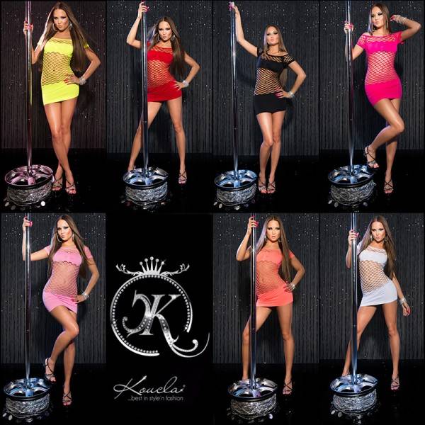 Koucla Sexy GoGo-Netzminikleid in Neonfarbe Top Angebot