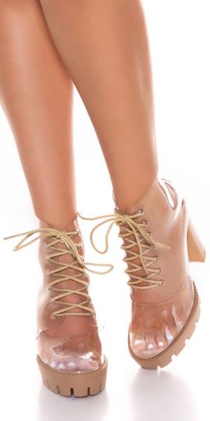 Koucla Trendy Transparente Blockabsatz Schnürstiefeletten