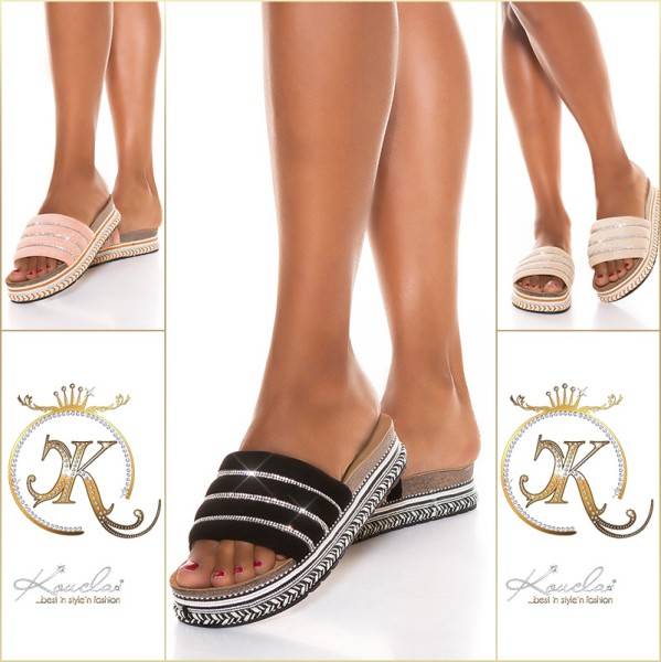 Koucla Sexy Plateau Pantoletten mit Strass Kauf eins, bekomm eins gratis