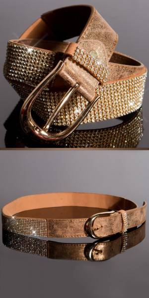 Koucla Sexy Lederlook Gürtel mit Strass