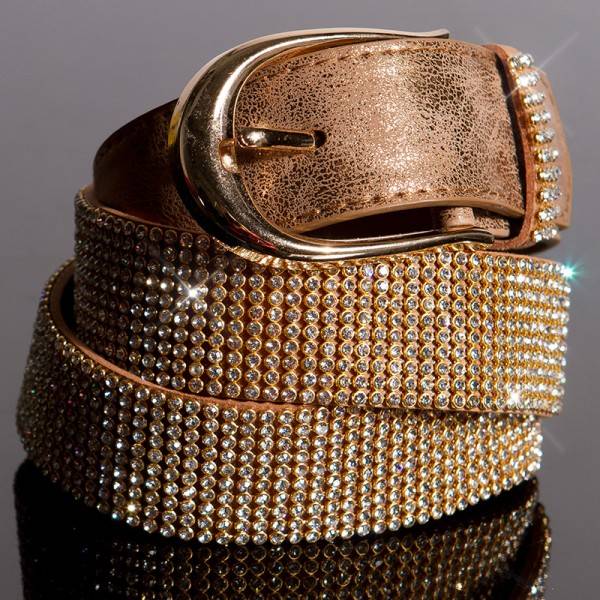 Koucla Sexy Lederlook Gürtel mit Strass im Angebot