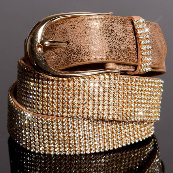 Koucla Sexy Lederlook Gürtel mit Strass im Angebot