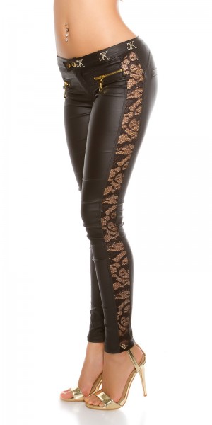 Koucla Sexy KouCla Lederlook Hose mit Spitze Begrenztes Angebot