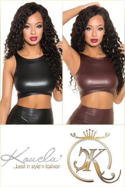 Koucla Sexy KouCla Wetlook Crop Top mit Zip Fabrikverkauf