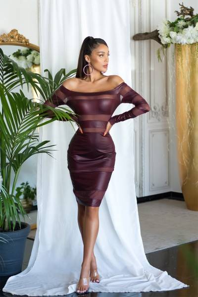 Koucla Sexy KouCla Wetlook Kleid JLo LooK, Mesh Einsätzen Blitzverkäufe
