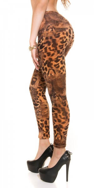 Koucla Sexy flauschige Leoleggings mit Leoface Fabrikladen