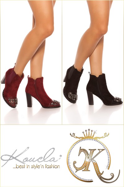 Koucla Sexy Blockabsatz-Stiefelette mit Strass Sonderangebot