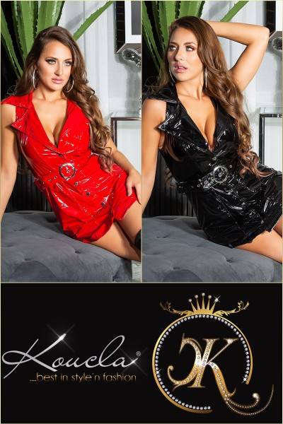 Koucla Sexy Koucla Latexlook Minikleid mit Gürtel Exklusivangebot