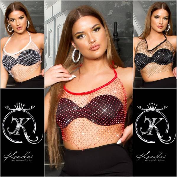Koucla Sexy Koucla Netz Top mit Glitzersteinchen Saisonschlussverkauf