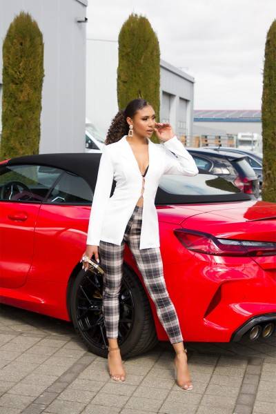 Koucla Sexy Highwaist Hose mit Karomuster und Taschen Speichern exportieren