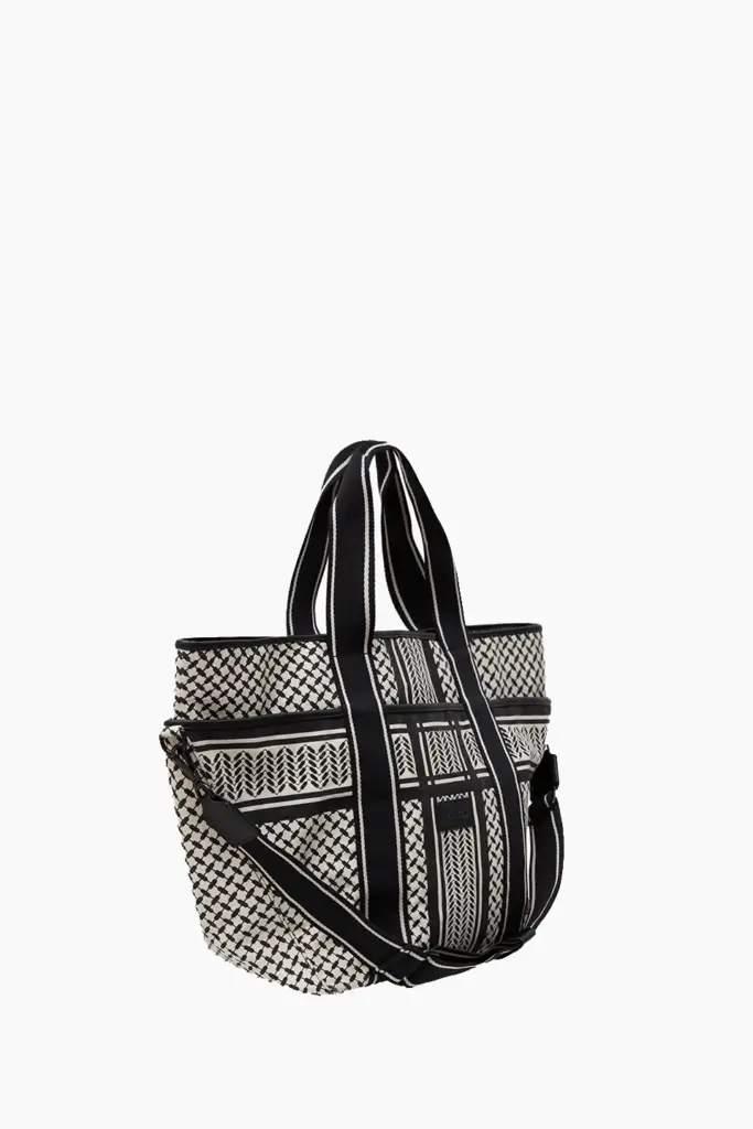 Lala Berlin East West Tote Merge canvas heritage stripe black Jubiläumsangebot