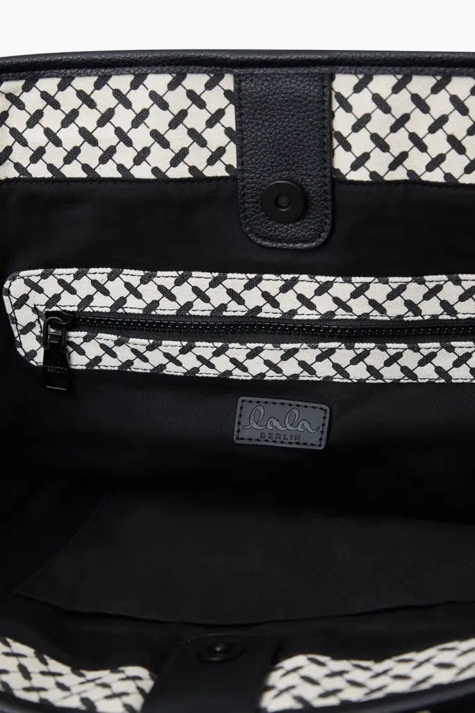 Lala Berlin East West Tote Merge canvas heritage stripe black Jubiläumsangebot
