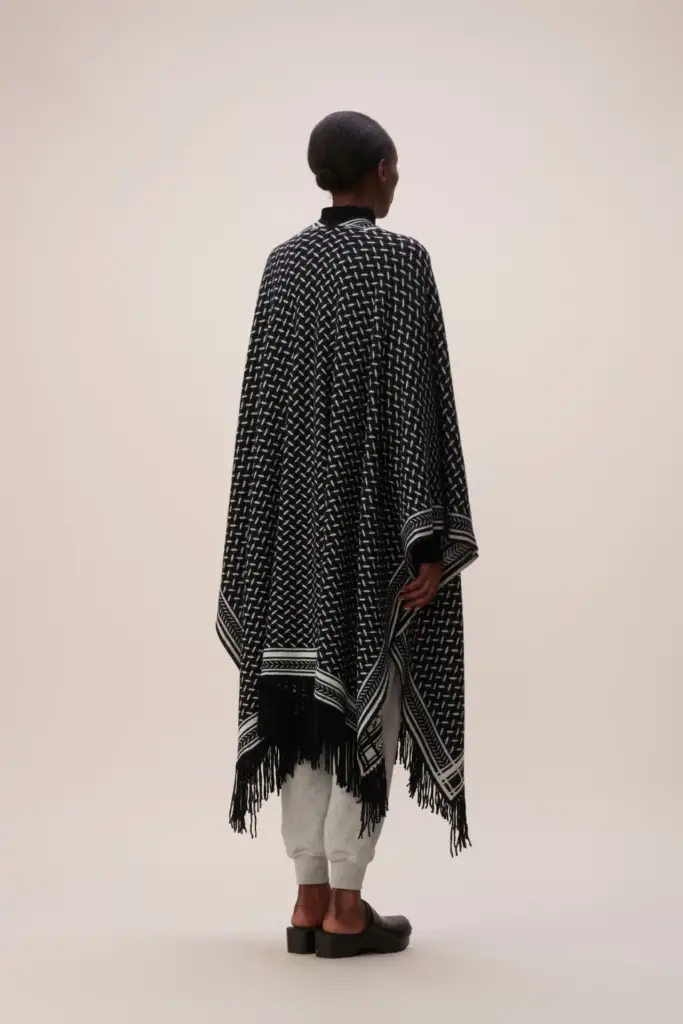 Lala Berlin Poncho Trinity Classic cashmere black/white Outlet