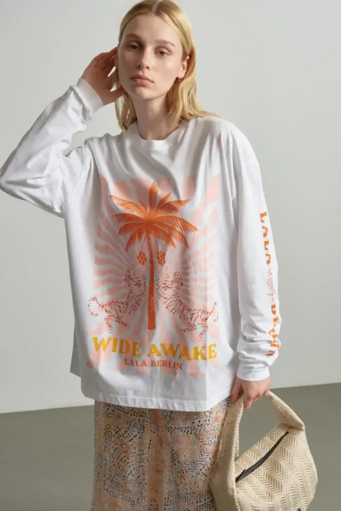 Lala Berlin Igor Longsleeves cotton wide awake white Kostenloser Versand