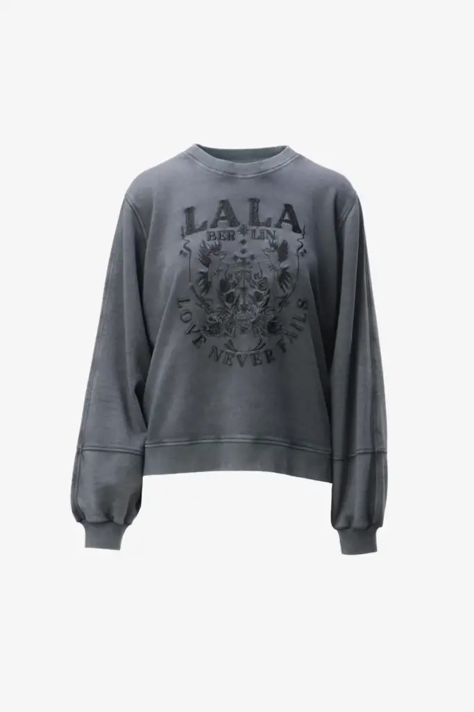 Lala Berlin Sweatshirt Ipali cotton love never fails black Fabrikpreis