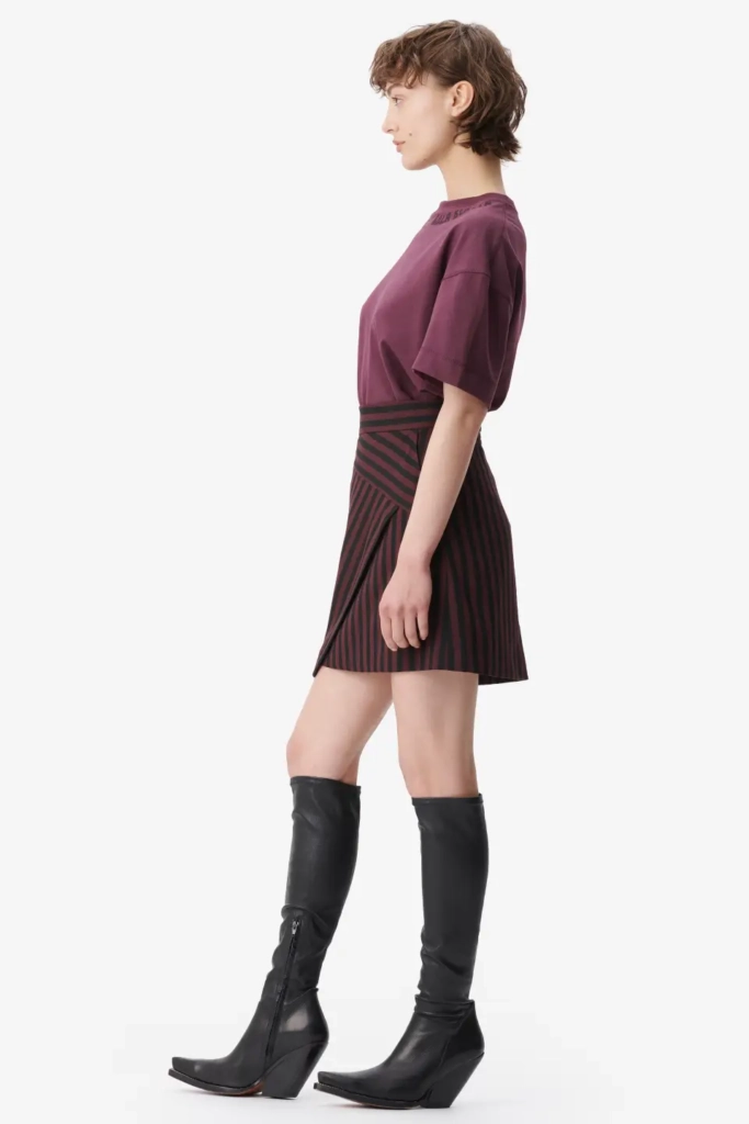 Lala Berlin Skirt Saki polyester mix stripe fudge Muttertagsangebot