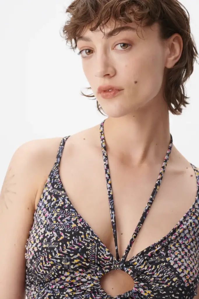 Lala Berlin Top Tamiki viscose mix heritage star black Letzte 2 Tage