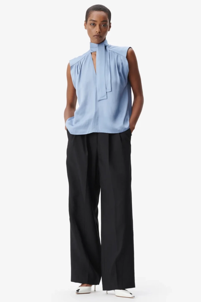Lala Berlin Top Tracey viscose mix faded denim Letzter Tag