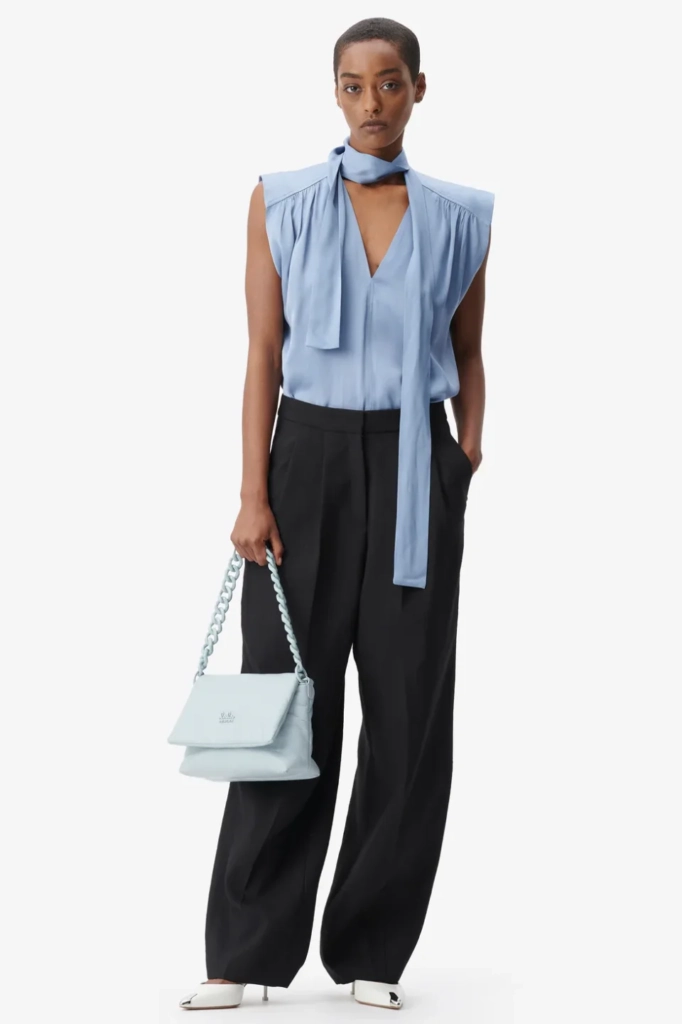 Lala Berlin Top Tracey viscose mix faded denim Letzter Tag