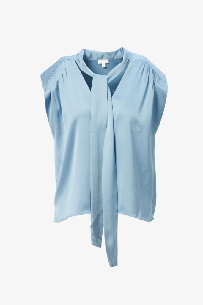 Lala Berlin Top Tracey viscose mix faded denim Letzter Tag