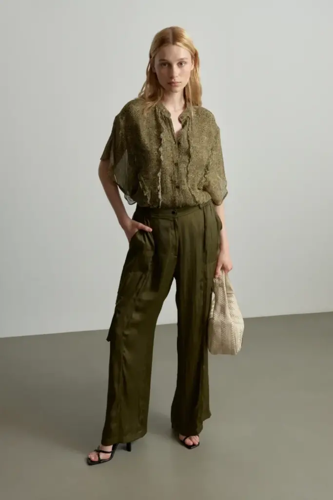 Lala Berlin Pants Pekka polyester mix olive 2025