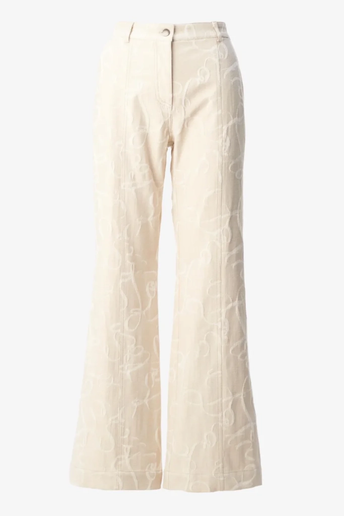 Lala Berlin Pants Pamir cotton mix lalagram jacquard beige Outlet