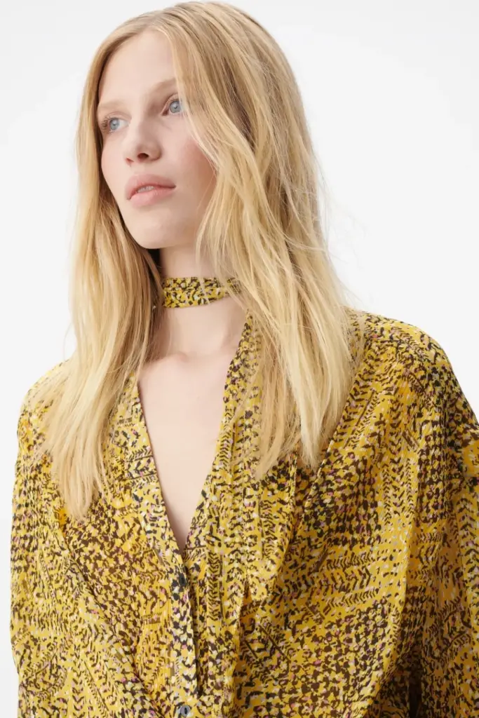 Lala Berlin Dress Drina viscose heritage star yellow Versandkostenfrei