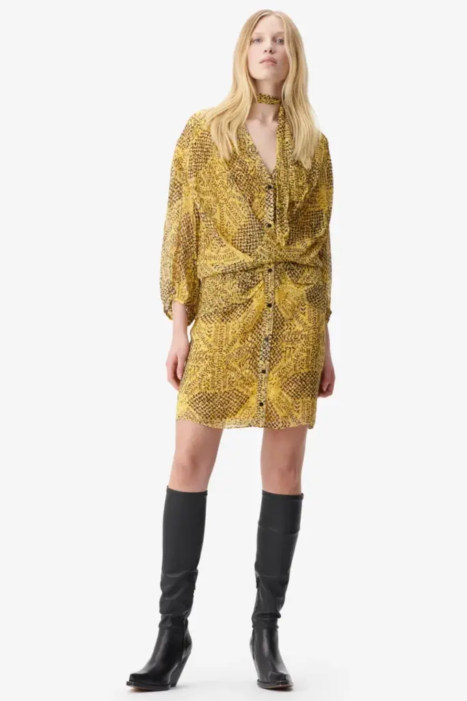 Lala Berlin Dress Drina viscose heritage star yellow Versandkostenfrei
