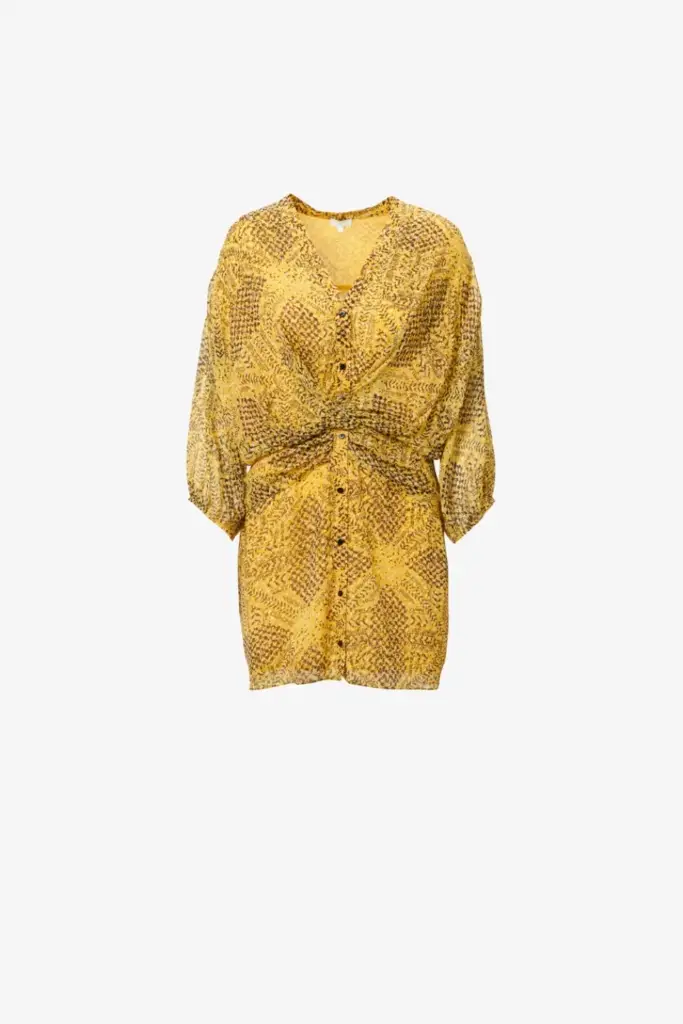 Lala Berlin Dress Drina viscose heritage star yellow Versandkostenfrei