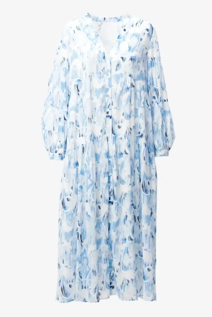 Lala Berlin Dress Dinella cotton floral fountain blue Begrenztes Angebot