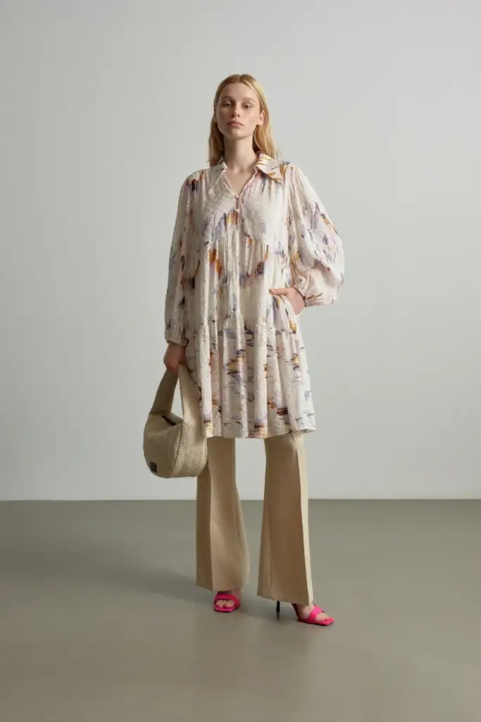 Lala Berlin Dress Dille viscose floral fountain pink Preisnachlass
