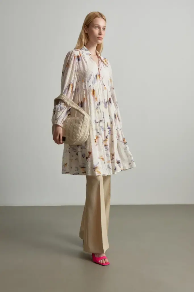 Lala Berlin Dress Dille viscose floral fountain pink Preisnachlass