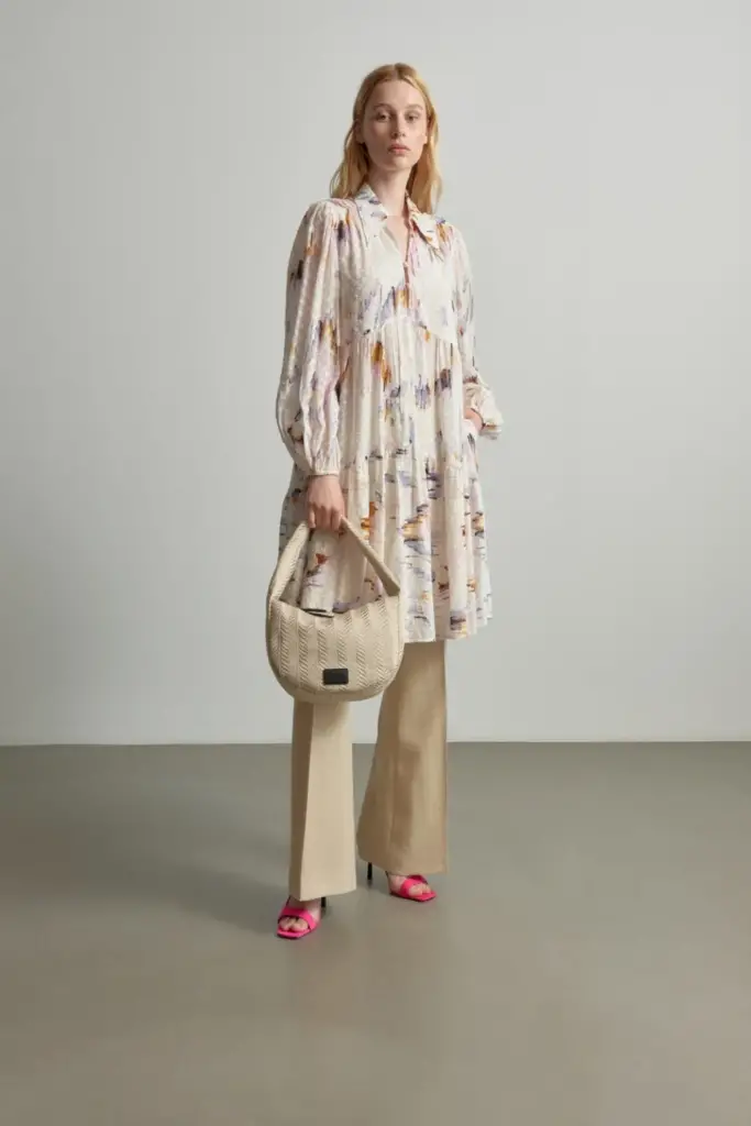 Lala Berlin Dress Dille viscose floral fountain pink Preisnachlass