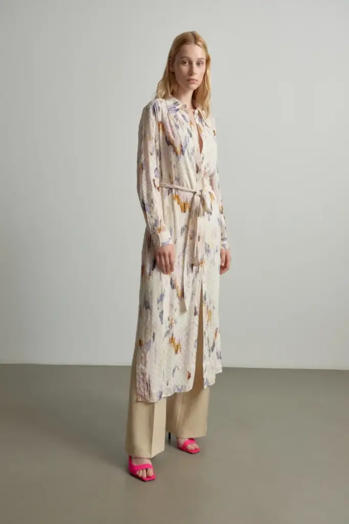 Lala Berlin Dress Derya viscose floral fountain pink Cyber Monday