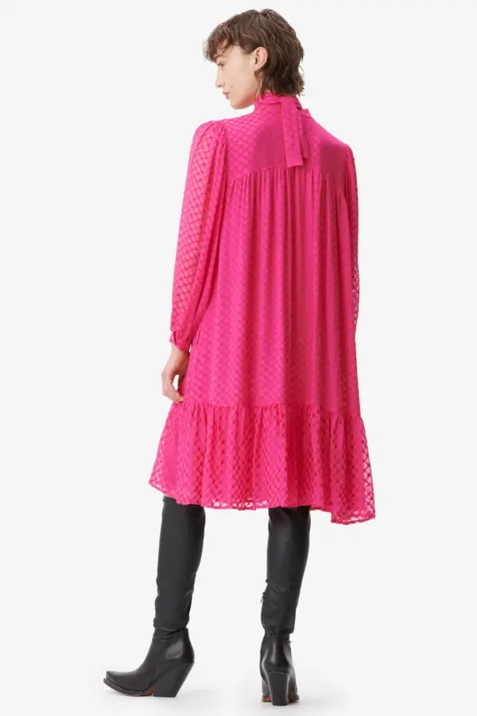 Lala Berlin Dress Day viscose/silk blend polka dot dragonfruit Vatertagsangebot