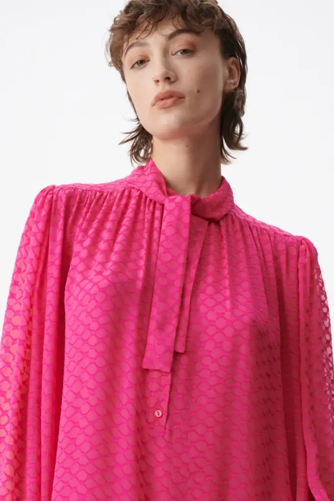 Lala Berlin Dress Day viscose/silk blend polka dot dragonfruit Vatertagsangebot