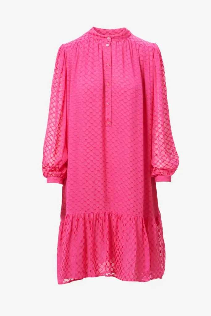 Lala Berlin Dress Day viscose/silk blend polka dot dragonfruit Vatertagsangebot
