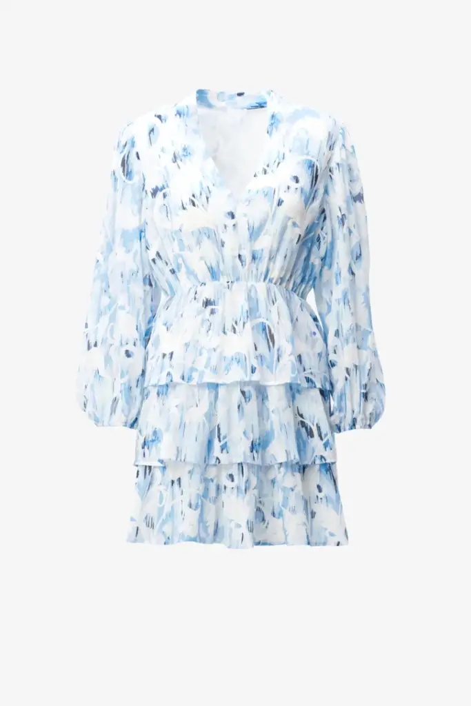 Lala Berlin Dress Danuta cotton floral fountain blue Jubiläumsangebot