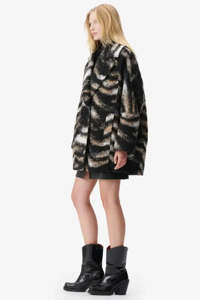 Lala Berlin Coat Olly wool/polyester blend big zebra black Bestseller
