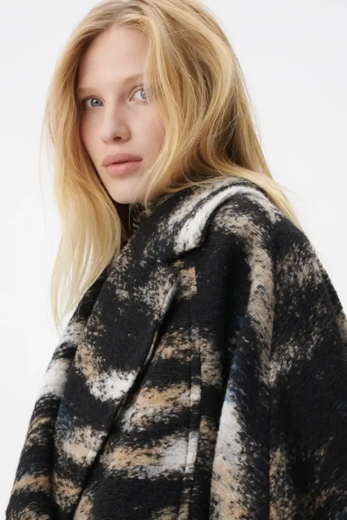 Lala Berlin Coat Olly wool/polyester blend big zebra black Bestseller