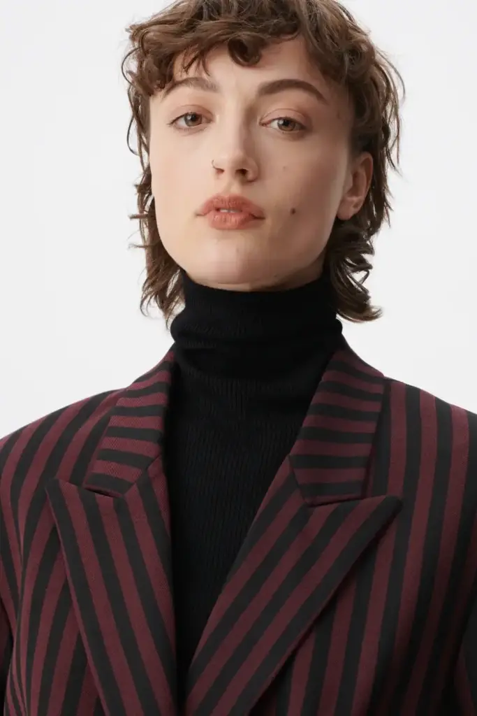 Lala Berlin Coat Odith polyester mix stripe fudge Kauf eins, bekomm eins gratis