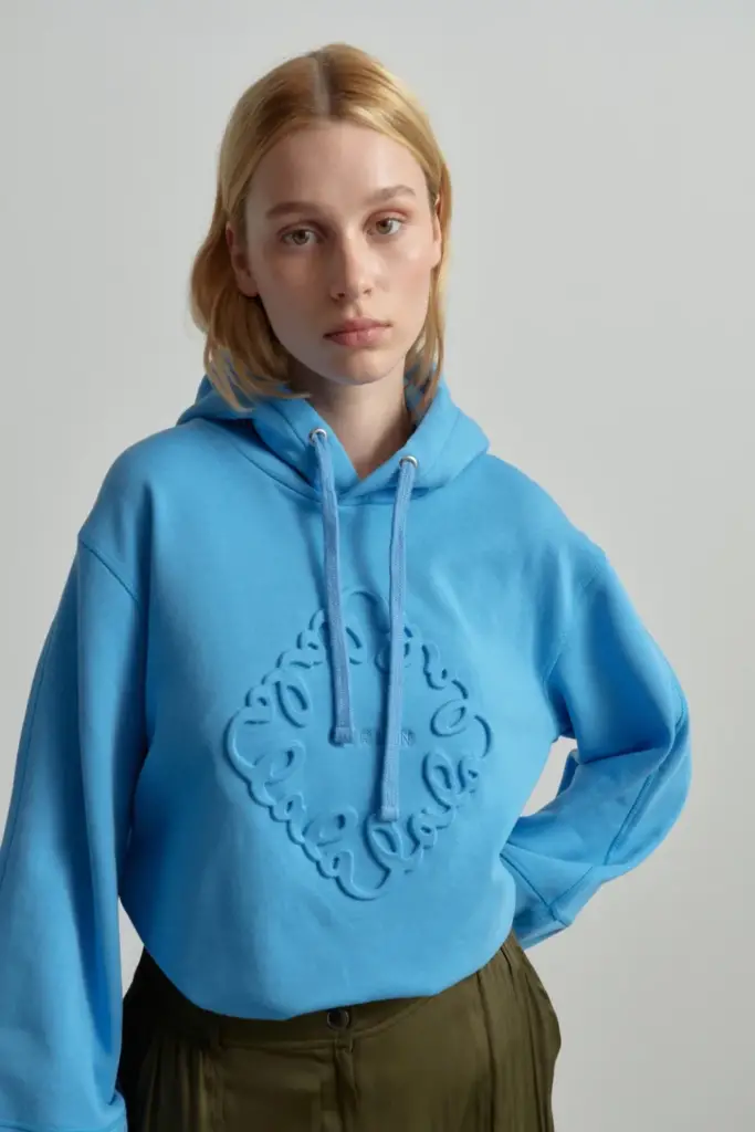 Lala Berlin Hoodie Ipalina cotton diamond azure Zeitbegrenzte Promotion