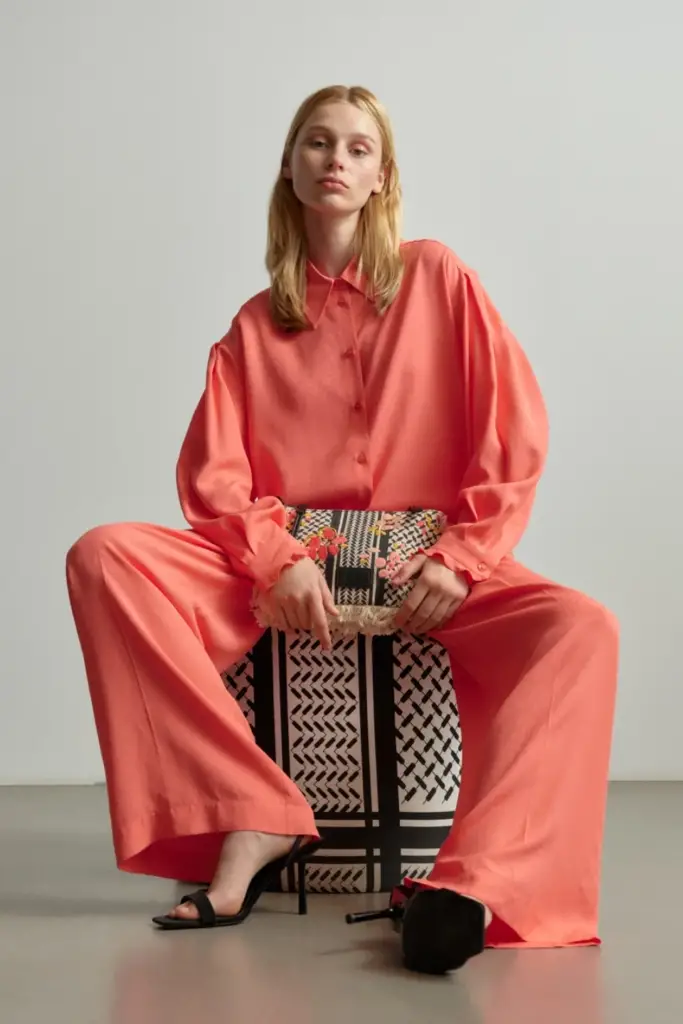 Lala Berlin Pants Polko viscose mix underwater melon Sonderangebot der Fabrik